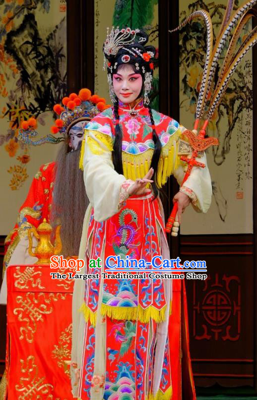 Chinese Peking Opera Young Female Garment Costumes Traditional Lv Bu and Diao Chan Apparels Hua Tan Dress and Headwear