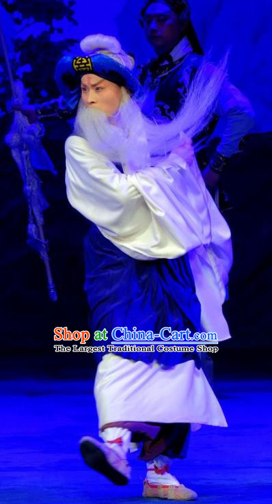 Chinese Peking Opera Elderly Men Apparels Yangmen Female General Costumes Laosheng Garment and Hat Complete Set