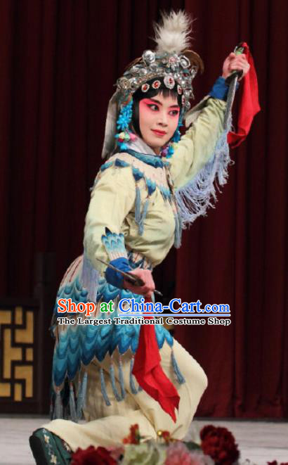 Traditional Chinese Peking Opera Martial Female Wudan Apparels Garment The Fire Fenix Swordplay Dress Costumes and Headwear