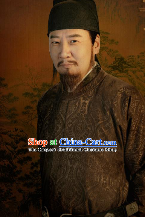 Ancient Chinese Imperial Tutor Costumes Drama Serenade of Peaceful Joy Song Dynasty Minister Xia Song Historical Garment and Headwear