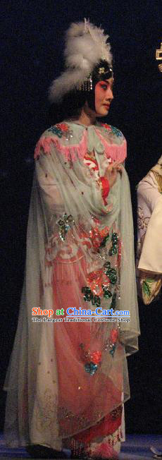 Chinese Beijing Opera Imperial Consort Su Daji Costumes Apparels Garment Peking Opera The Legend and Hero Hua Tan Pink Dress and Headwear