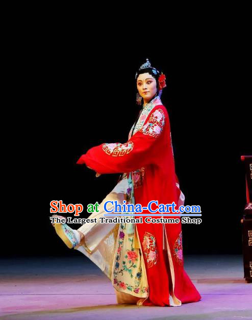 Chinese Kun Opera Bride Costumes Garment The Fragrant Companion Peking Opera Hua Tan Wedding Dress Apparels and Hair Ornaments