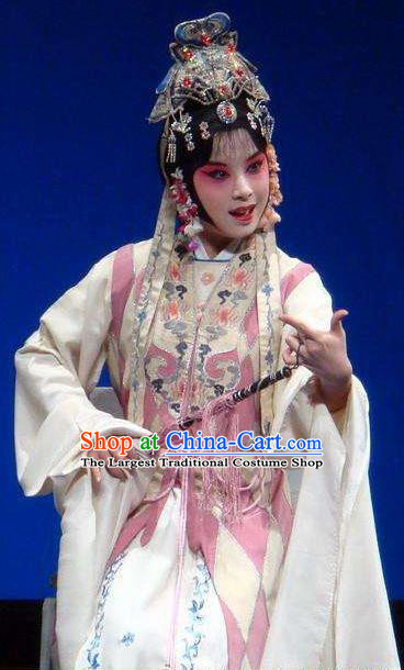 Chinese Kun Opera Taoist Nun Se Kong Dress Costumes Si Fan Peking Opera Dan Female Role Pink Garment and Headwear