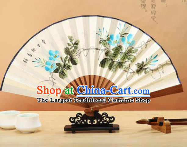 Chinese Hand Painting Petunia Paper Fan Traditional Classical Dance Accordion Fans Folding Fan