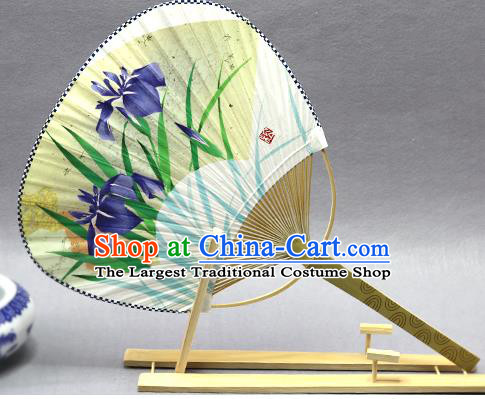 Handmade Chinese Printing Orchids Paper Fans Traditional Classical Dance Palace Fan for Women