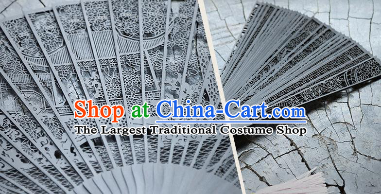 Handmade Chinese Carving Wangshi Garden Ebony Fan Traditional Classical Dance Accordion Fans Folding Fan