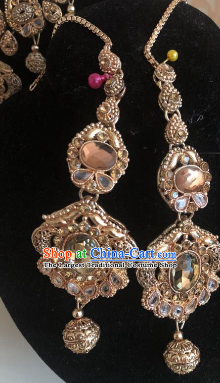 Indian Traditional Wedding Crystal Earrings Asian India Bride Jewelry Accessories for Women