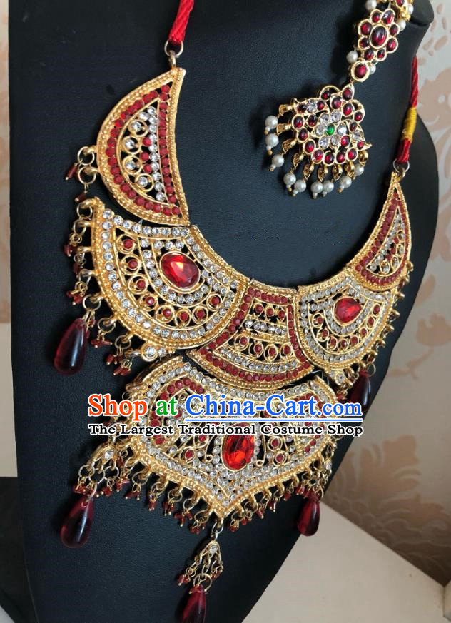 Indian Traditional Wedding Necklace and Eyebrows Pendant Asian India Bride Headwear Jewelry Accessories for Women