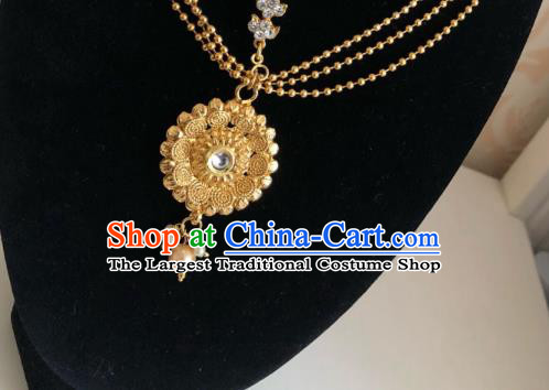 Traditional Indian Wedding Bride Golden Eyebrows Pendant and Earrings Asian India Headwear Jewelry Accessories for Women