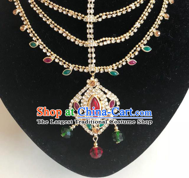 Traditional Indian Wedding Bride Gem Eyebrows Pendant Asian India Headwear Jewelry Accessories for Women