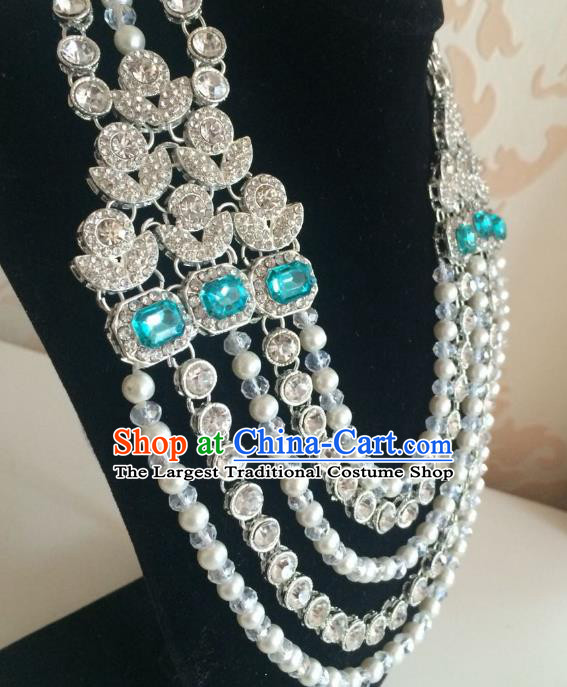 Indian Court Traditional Wedding Luxury Beads Necklace Asian India Bride Jewelry Accessories for Women