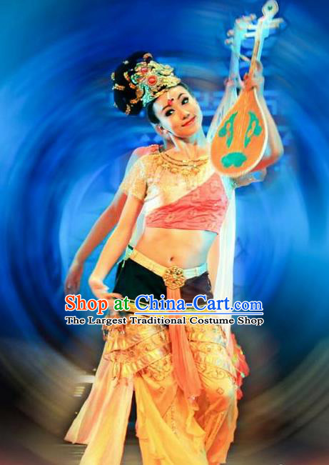 Chinese Si Lu Hua Yu Traditional Dance Dress Classical Dance Flying Apsaras Stage Performance Costume for Women