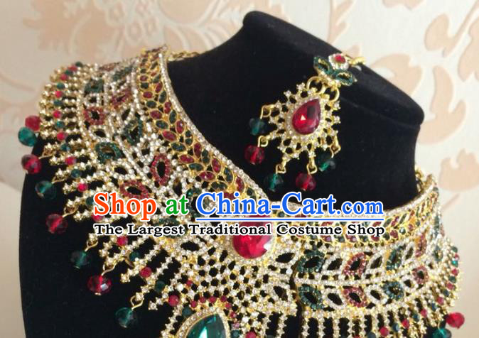 Traditional Indian Court Wedding Hair Accessories and Necklace Asian India Eyebrows Pendant Jewelry Accessories for Women