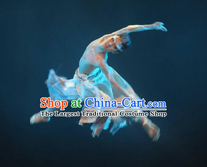 Chinese Traditional Dance Shuimo Gu He Clothing Classical Dance Stage Performance Costume for Men