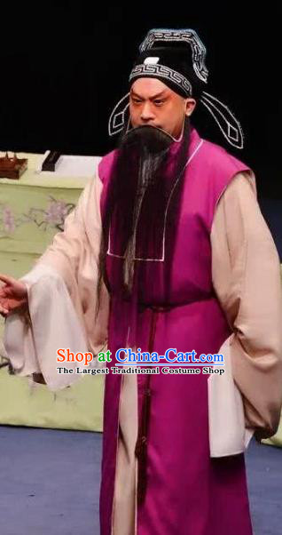 Chinese Kun Opera Lao Sheng Apparels The Peach Blossom Fan Peking Opera Garment Elderly Male Costumes and Hat