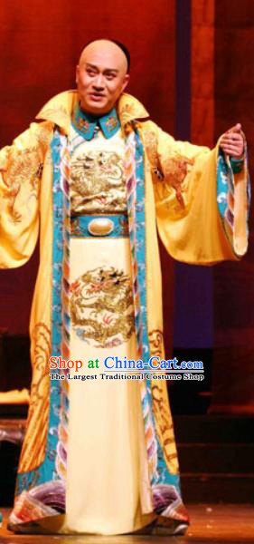 Chinese Yue Opera Xiaosheng Scholar Eternal Love Costumes and Headwear Shaoxing Opera Young Male Qing Dynasty Emperor Kangxi Garment Apparels