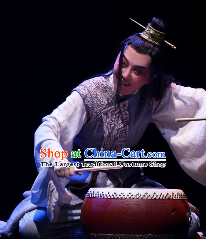 Chinese Yue Opera Scholar Xiaosheng Apparels Costumes and Headpiece Shaoxing Opera King Wu Yue Young Male Prince Garment
