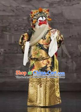 Chinese Kun Opera Painted Face Role Apparels The Peach Blossom Fan Peking Opera Garment Elderly Male Costumes and Hat