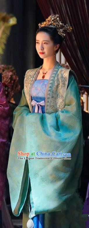 Chinese Ancient Noble Dame Garment Apparels and Headdress Drama Serenade of Peaceful Joy Song Dynasty Imperial Consort Miao Dress Historical Costumes