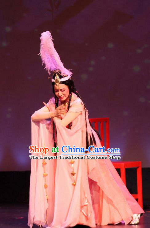 Intoxicating Night at the Barracks Chinese Shaoxing Opera Hua Tan Dance Costumes and Headwear Yue Opera Actress Dress Apparels Garment