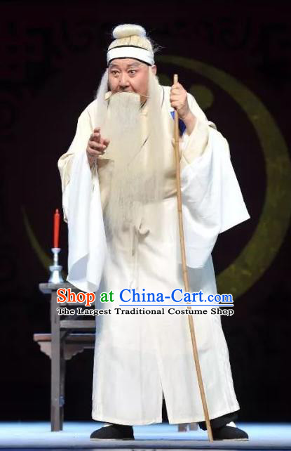 Chinese Classical Kun Opera Old Men Apparels The Story of Pipa Peking Opera Garment Elderly Male Costumes and Headwear