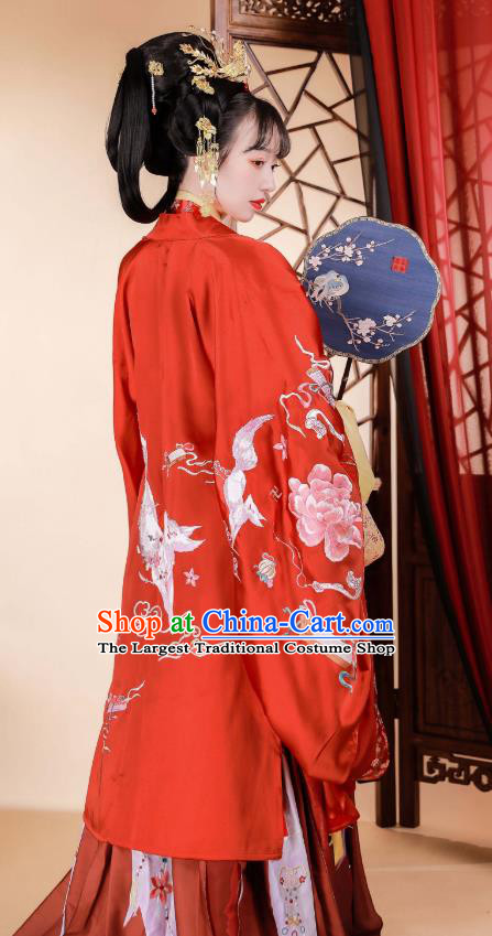 Chinese Ancient Tang Dynasty Wedding Garment Bride Historical Costumes Red Hanfu Dress for Women