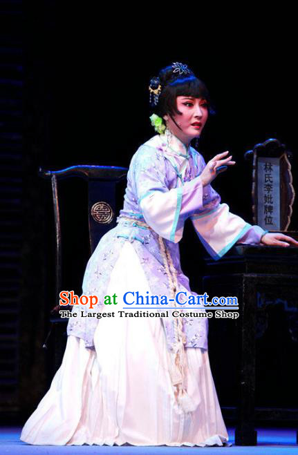 Chinese Shaoxing Opera Distress Maiden Wisp of Hemp Dress and Headpieces Yue Opera Young Woman Garment Apparels Costumes