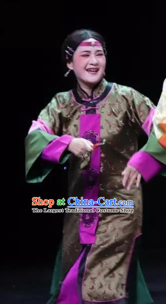 Chinese Shaoxing Opera Wisp of Hemp Elderly Woman Dress and Headdress Yue Opera Garment Costumes Matchmaker Apparels