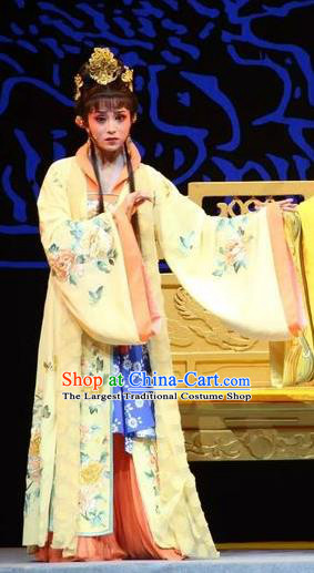 Chinese Shaoxing Opera Noble Lady Actress Dress Apparels and Headdress Yue Opera Hua Tan Costumes Garment