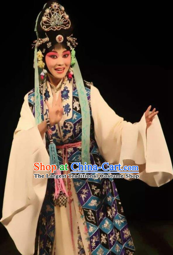 The Autumn River Chinese Beijing Opera Female Costumes Peking Opera Garment Taoist Nun Chen Miaochang Apparels and Headdress Complete Set