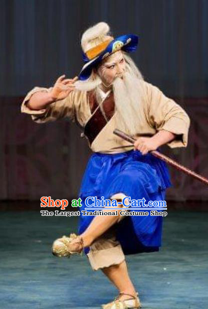 Chinese Classical Beijing Opera Fisherman Apparels The Autumn River Peking Opera Elderly Male Costumes and Headwear