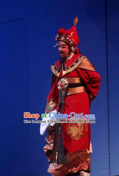 Chinese Shaoxing Opera Martial Men Costumes Yue Opera Shuang Fei Yi Garment Elderly Male King Apparels and Headwear