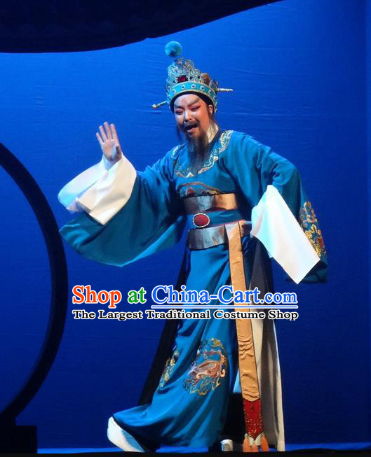 Chinese Shaoxing Opera Elderly Male Costumes Yue Opera Shuang Fei Yi Garment Chancellor Official Apparels and Headwear