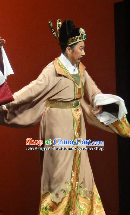 Chinese Shaoxing Opera Lao Sheng Costumes Yue Opera Shuang Fei Yi Garment Elderly Male Apparels and Hat
