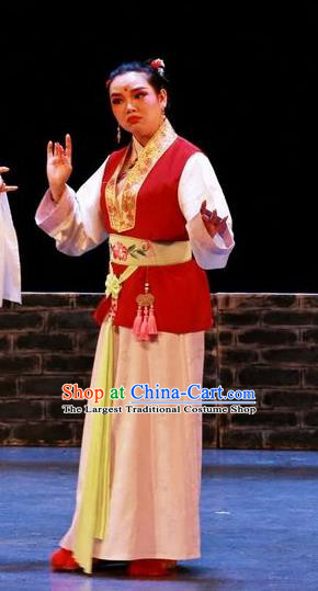 Chinese Shaoxing Opera Young Female Dress Apparels Yue Opera The Peacocks Fly To The Southeast Costumes Servant Girl Garment and Headpieces