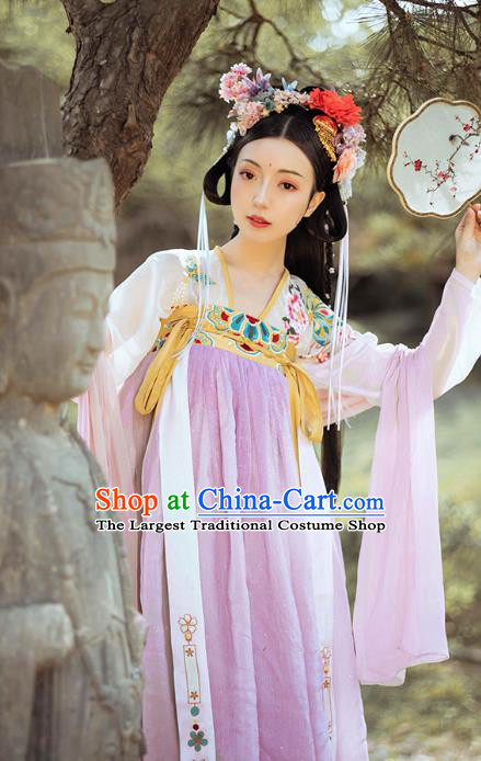 Traditional Chinese Tang Dynasty Hanfu Dress Embroidered Garment Ancient Royal Princess Court Lady Historical Costumes