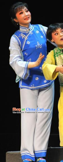 Chinese Shaoxing Opera Country Woman Garment and Headpieces Sister Yuqing Yue Opera Actress Apparels Dress Costumes