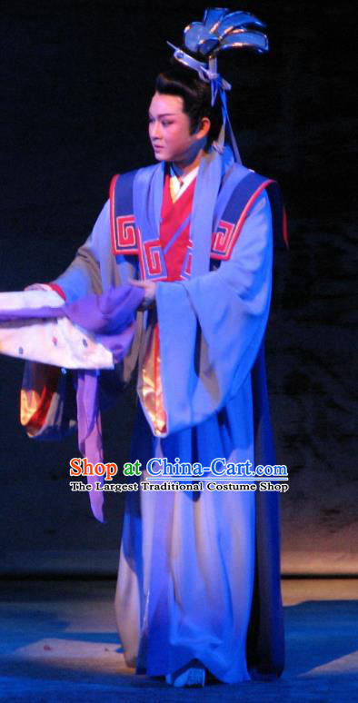 Painted Skin Hua Pi Chinese Yue Opera Xiaosheng Costumes and Headwear Shaoxing Opera Young Male Garment Scholar Wang Apparels