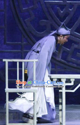 Tuan Yuan Zhi Hou Chinese Yue Opera Laosheng Costumes and Hat Shaoxing Opera Elderly Male Garment Apparels