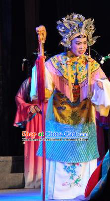 Chinese Shaoxing Opera Dowager Countess Dress Garment and Headdress Tian Dao Zheng Yi Yue Opera Elderly Dame Apparels Costumes