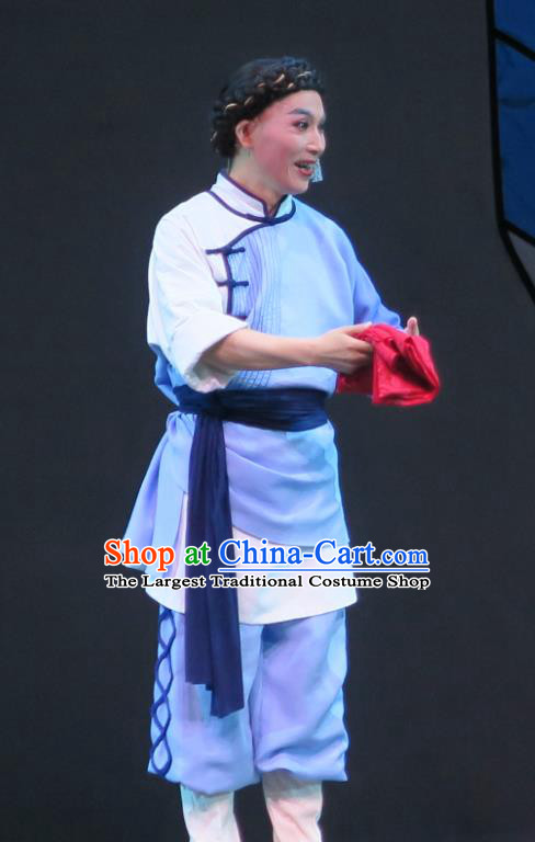 Wu Gu Niang Chinese Yue Opera Xiaosheng Garment Apparels and Headwear Shaoxing Opera Young Male Servant Xu Atian Costumes