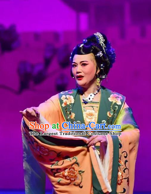 Chinese Shaoxing Opera Countess Dress Costumes and Headpieces Hu Po Yuan Yue Opera Garment Elderly Female Apparels
