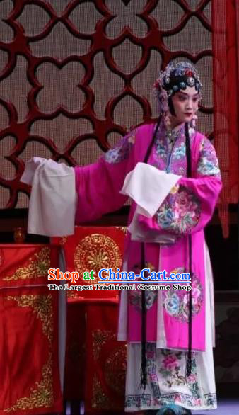 Chinese Shaoxing Opera Young Female Dress Costumes and Headdress Bai Sui Gua Shuai Yue Opera HUa Tan Rosy Cape Garment Apparels