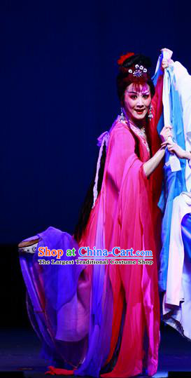 A Chinese Ghost Story Shaoxing Opera Fairy Apparels Costumes and Headpieces Yue Opera Hua Tan Red Dress Garment