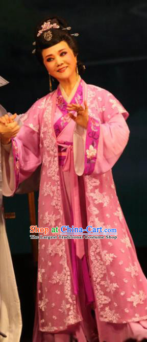Chinese Shaoxing Opera Elderly Female Weaver Dress Apparels and Headpieces Huang Dao Po Yue Opera Garment Costumes