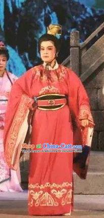 Xu Fu Dong Du Chinese Yue Opera Niche Prince Red Garment Costumes and Headwear Shaoxing Opera Xiaosheng Young Male Apparels