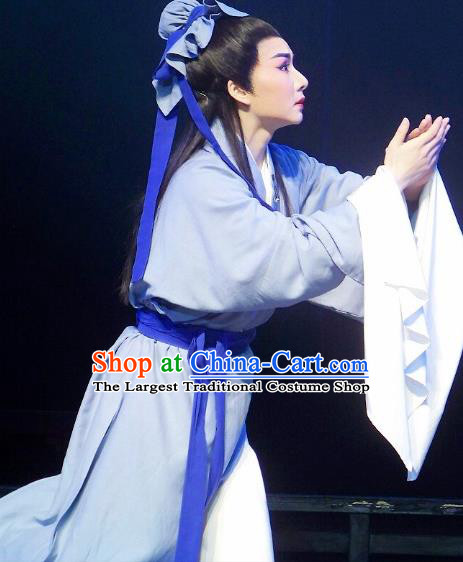 Chuan Qi Lang Zi Chinese Yue Opera Poor Man Garment and Headwear Shaoxing Opera Young Male Wei Ying Apparels Costumes