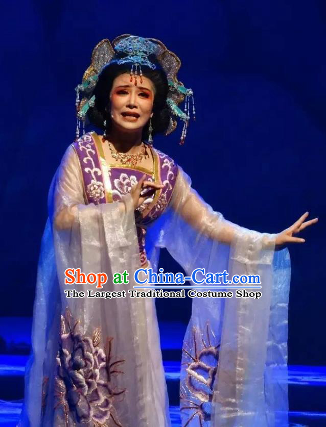 Chinese Shaoxing Opera Royal Queen Rong Hua Dream Dress Costumes and Headdress Yue Opera Actress Empress Garment Apparels