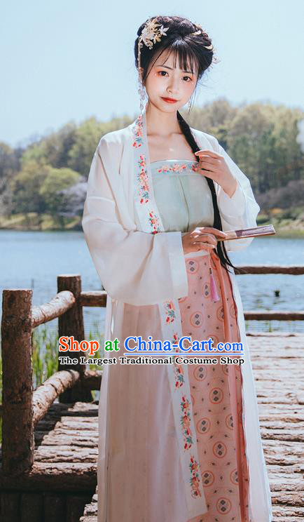 Chinese Traditional Song Dynasty Historical Costumes Ancient Young Lady Hanfu Dress Garment Apparels