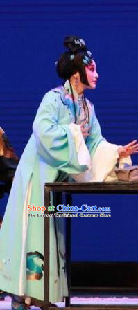 Chinese Kun Opera Young Lady Green Dress Costumes and Headpieces Wu Shi Ji Kunqu Opera Hua Tan Li Ruoshui Garment Apparels